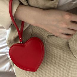 Evening Bags Love Heart Shaped Wrist Bag Red Phone Pouches Women Handbags Pack Top-handle Female Clutch Purse Ladies Wristlet