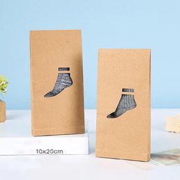 Brown Kraft Paper Socks Packaging Bag Stocking Storage Bag Christmas gift Bag Retail Packaging