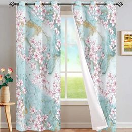 Curtain Small Floral Blackout Silk Satin Fabric Curtains Soft Skin-friendly Insulation Sun Protection Living Room Kitchen Bedroom Drapes