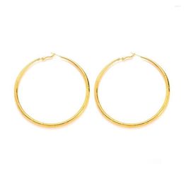 Hoop Earrings PAIR OF BIG GOLD PLATED LARGE CIRCLE CREOLE CHIC HOOPS GIFT UK240K