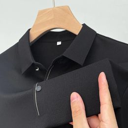 Men's Polos High-quality Light Luxury Autumn Business Long-sleeved Casual Korean Designer Fashion Solid Colour Lapel Polo Shirt Top M-4XL
