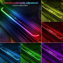 Car Tail Lights Customised Carbon fibre Car door illuminated sill light Projector lamp Power Moving LED Welcome Pedal Car Scuff Plate Pedal Q231017