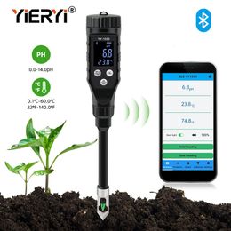 PH Meters Yieryi Smart Bluetooth Soil PH TEMP Meter YY-1033 Garden Potted Plants Acidity Data Logger Monitor for Orchard Greening Farms 231017