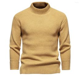 Men's Sweaters Autum Fashion Half Turtleneck Sweater Winter High Quality Male Solid Colour Warm Woollen Casual Pullovers