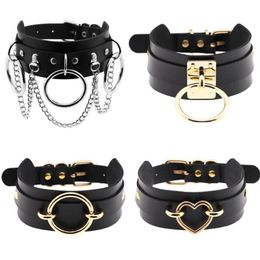 Chokers Sexy Punk Choker Collar Leather Necklace Women Bondage Cosplay Goth Jewellery Gothic Harajuku Accessories2735