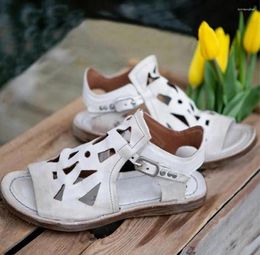 Sandals Flat Heel Design Outdoor Casual Beach Slides Shoes Fish Mouth Shallow Zapatos Belt Buckle Summer Lady Holiday Sapatos Feminino