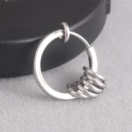 Hoop Earrings Fashion Men Punk Male Pendientes Colour Titanium Steel Round Circle Non-piercing Huggie Jewellery 10mm