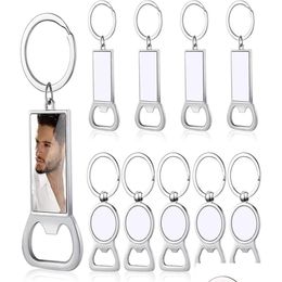 Openers 10 Pieces Sublimation Blank Beer Bottle Opener Keychain Metal Heat Transfer Corkscrew Key Ring Household Kitchen Tool 733992 Dhwaw