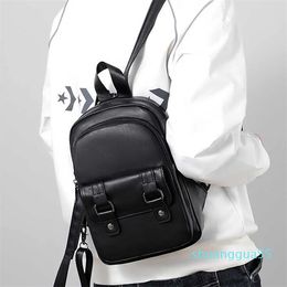 Backpack Fashion Men Leather Backpack Small Shoulder Bags for Male High Quality Pu Mini Crossbody Bag Black New Designer Travel Bag