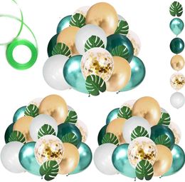 Other Event Party Supplies 68 Pack Jungle Safari Baby Shower Balloons 12 Inches Green White Gold Confetti Balloons Palm Leaves for Kids Boys Birthday Decor 231017