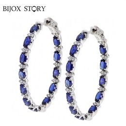 BIJOX Storey Elegant Drop Earrings 925 Sterling Silver Jewellery with Sapphire Gemstone for Female Wedding Party Earring Whole322P