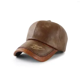 Ball Caps 2023 Winter PU Leather With Warm Lining Baseball Cap Dad Hat Men Outdoors Sport Snapback 56-60cm