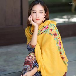 Scarves Embroidered And Shawls For Women Fashion Design Artistic Style Bandana Ladies Women's Embroidery Flower Scarf