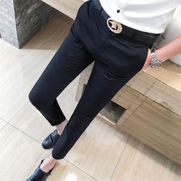 Formal Pants for Mens Dress Pants Slim Fit Green Calca Social Masculina 2019 Summer Cropped Elasticity Office Trousers Men247W