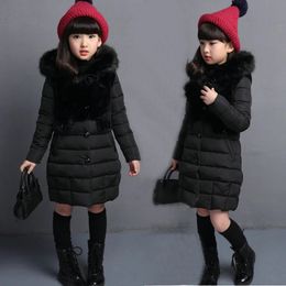 Down Coat Winter Warm Jackets for Girls 4 6 8 10 11 12 14 Years Old Fashion Fur Hooded Children Baby Outwear Kids Cotton Lined Parkas 231016