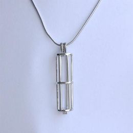 Pendant Necklaces 5pcs 18kgp Pearl Gem Beads Locket Hollow-out Long Cylinder Tube Cage Fittings For DIY Bracelet Necklace Jewelry2245