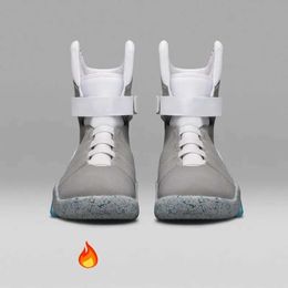 2024 Back To The Future Automatic Laces Air Mag Sneakers Marty Mcfly's Led Shoes Back To The Future Glow In Dark Gray Mcflys Size 40-47