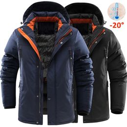 Men's Down Parkas Winter Thermal Jacket Men Thick Warm Padded Coats Loose Casual Multi Pocket Hooded Snow Windbreaker 20 Degree EU4XL 231017