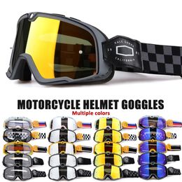 Outdoor Eyewear Retro Motorcycle Goggles Ski Glasses Sunglasses ATV Non slip Belt AntiUV Cafe Racer Chopper Cycling Racing 231017