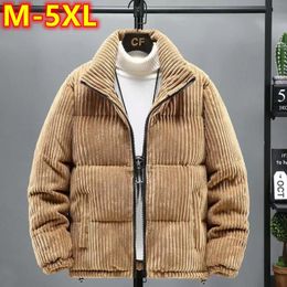 Men's Down Parkas Autumn Winter Jacket Men Thick Warm Streetwear Cotton Coat Mens Stand Collar Solid Zipper Outwear M5XL 231017