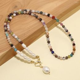 Pendant Necklaces 2023 Arrive Boho Style Colorful Natural Stones Beads Pearl Charm Necklace For Women Gift Jewelry Drop