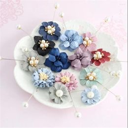 Choker Handmade Flower Brooch Pin Camellia With Pearl Lapel Accessories For Shirt Collar Wedding Boutonniere B937