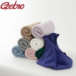 Scarves Wraps Geebro Baby Cotton Solid Color Swaddle Wrap Blanket born Knitted Sleep Sack Stroller Bedding Infant Covers Soft Bebes Quilts 231017