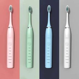 Toothbrush Sonic Electric for Adults Timer Teeth Ultrasonic Automatic Vibrator Whitening IPX7 Waterproof 3 Brush Head USB Type 231017