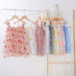 Girl Dresses Sleeveless Baby Girls Summer Clothes Princess Birthday Party Dress Floral Embroidery Toddler DT066