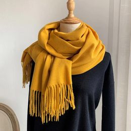 Scarves Warm Winter Cashmere Women Scarf Solid Lady Shawls And Wraps Casual Tassel Man Business Pashmina