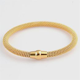 Bangle Fashion Women Men Magnetic Color Rose Gold Stainless Steel Round ed Wire Cuff Clasp Bracelets Jewelry209g