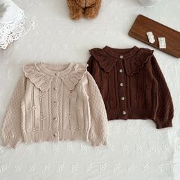 Cardigan 7069 كوريا الطفلة الطفلة معطف الخريف أزياء القطن غزل دمية اليطوانة فتاة cardigan معطف خارجية 231017