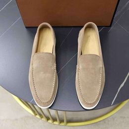 Loropiano Shoes Mens Dress Shoes Lp Summer Walk Loafers Flat Low Top Suede Soft Genuine Suede Oxfords Moccasins Summer Walk Comfort Loafer Slip on Loafer Rubber Sole