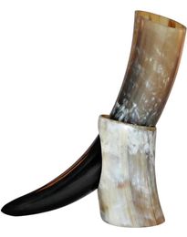 Mugs Handicrafts Real Viking Drinking OX Horn Mug Stand Cups Home Ale Beer Wine Whisky Goblet Chalice Tankard Vessels Handmade Bea6531213