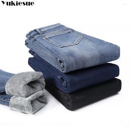 Women's Jeans Winter Thick 2023 Pants High Waist Black Stretch Y2k Baggy For Women Denim Woman Trousers Female