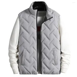 Men's Vests Men Sleeveless Jacket Padded Vest Casual Warm Winter Cotton-Padded Thickened Stand Collar Coat Chaleco Hombre