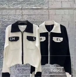 The highest quality European designer autumn and winter new high quality knit cardigan coat feminine style polo collar top