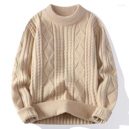 Men's Sweaters Winter Men Vintage Twist Sweater Round Neck Solid Color Male Knitted Pullover Comfortable Bottoming Sweatshirts