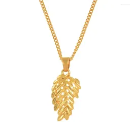 Pendant Necklaces Anniyo Leaves For Women Girls Charm Jewelry Wedding African Arab Gold Color Accessories #014716