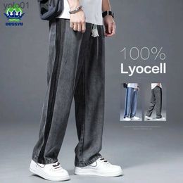 Jeans da uomo Marchio di abbigliamento invernale 100% Lyocell Tessuto Jeans Uomo Pantaloni larghi a gamba larga Dstring Vita elastica Corea Pantaloni Large Size 5XLL231017