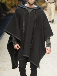 Men's Wool Blends Cloak Shawl Pullover Cape Woolen Coats for Men Ench Coat Clothing 231017