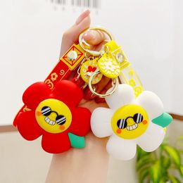 Funny Little Flower Cartoon Keychain for Women, Cute Trend Couple Keychain, Exquisite Car, Schoolbag, Small Pendant, Cute and Funny Gift