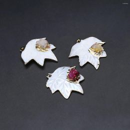 Pendant Necklaces Charms 3pcs/lot Natural Shell Leaf Shape White For Making DIY Earring Necklace Accessories 32x30mm