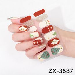 14 Pcs Nail Glitter Sticker Baby Girl Nails Transfer foil Christmas Polish Sticker for Art Decals Strips Manicure 3D Transfer Film