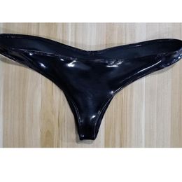 Women's Briefs Sexy Solid Colour Low Waist Glossy Latex Panties Low Rise Skinny Faux Leather Club Stage Clothing Female237A