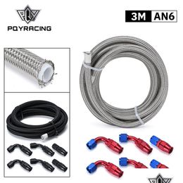 10Ft 6An Ptfe E85 Stainless Steel Braided Fuel Hose Ethanol Compatible With 0 45 90 Degree An6 Reusable Swivel End Fittings Drop Del