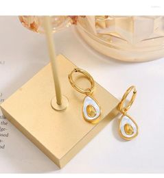 Hoop Earrings Ins Elegant 18K Gold Plated Stainless Steel Oval Drop Teardrop Earring For Women Waterproof Tarnish Free Party Wedding