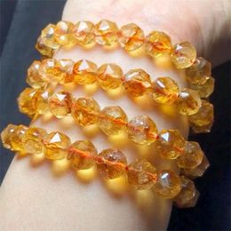 Bangle Natural Faceted Yellow Asai Quartz Bracelet Crystal Bracelets Bead Stretch Healing Gemstone Birthday Present 1PCS 10.5MM