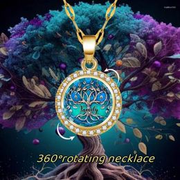 Pendant Necklaces Fashionable 360° Rotatable Tree Of Life Amulet Zircon Necklace Christmas Gift Banquet Party Decoration For Friends