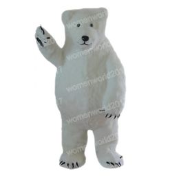 Halloween White Polar Bear Mascot Costume Top Quality Cartoon Character Outfits Suit Unisex Adults Outfit Birthday Christmas Carnival Fancy Dress